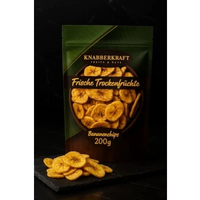 Abbildung von Knabberkraft Bananenchips Premium Bananenscheiben Getrocknete Bananen mit natürlichem Geschmack Knusprige Snacks Gesunde Trockenfrüchte 200g