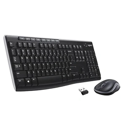 Abbildung von Logitech MK270 Kabelloses Set mit Tastatur und Maus für Windows, Belgisches AZERTY Layout Schwarz