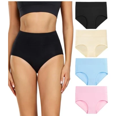 Abbildung von wirarpa Damen Unterhosen Baumwolle Slips Hoher Taille Atmungsaktive Taillenslip Wochenbett Unterwäsche Mehrpack Größen 32 58, Weiß, Medium (38/40)