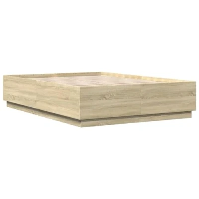 Abbildung von vidaXL Bettgestell, Bettrahmen mit Lattenrost, Bett Modernes Design für Schlafzimmer, Schlafzimmerbett Doppelbett, Sonoma Eiche 140x200cm Holzwerkstoff
