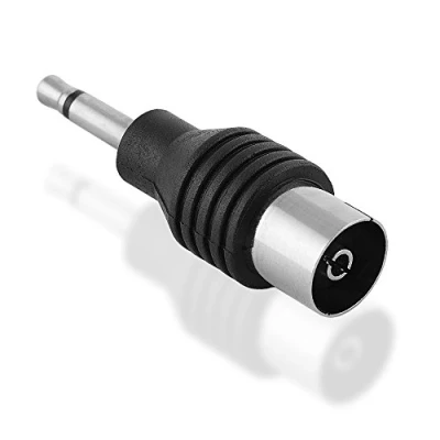 Abbildung von BestPlug Audio Video Antennen Adapter Aux in Out, 3,5mm Mono Klinke Stecker männlich auf Koax Buchse Kupplung weiblich, Schwarz
