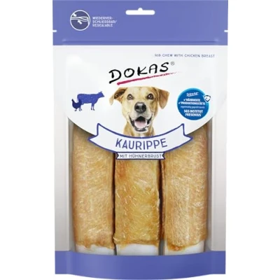Abbildung von Dokas Dog Kaurippe mit Hühnerbrust für Hunde 10 x 210 g