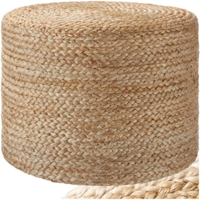 Abbildung von tectake® handgefertigter Jute Pouf Boho, Hocker rund, Room Decor Möbel, Bodenkissen, Sitzkissen Boden, Hocker, Polsterhocker, Sitzsack, Sitzhocker, Bodensitzkissen Cylinder