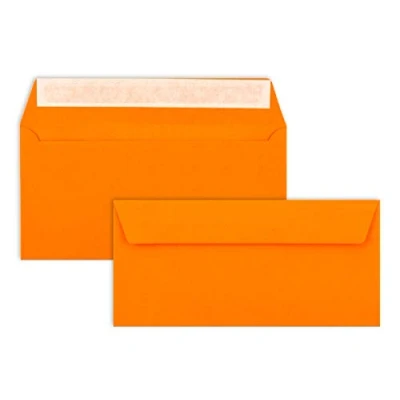 Abbildung von 75 Brief Umschläge DIN Lang Orange 110 g/m² 11 x 22 cm sehr formstabil Haftklebung Qualitätsmarke: FarbenFroh by GUSTAV NEUSER