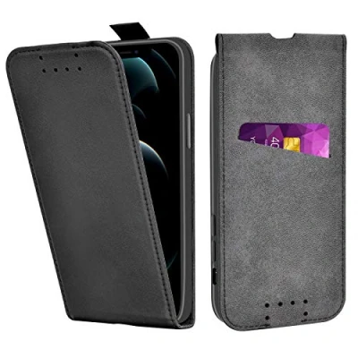 Abbildung von Adicase iPhone 12 Mini Hülle Leder Tasche für Handyhülle Flip Case Schutzhülle (Schwarz)