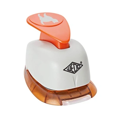 Abbildung von Wedo 168219 Motivlocher groß Katze (mit praktischem Auffangbehälter, Ausstanzung 2,1 x 2,0 cm) grau / orange