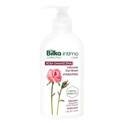 Abbildung von Bilka Collection Rosa Damascena Intim Waschgel, Feuchtigkeitsspendende Intimpflege mit Bulgarischem Bio Rosenwasser, Dermalem Präbiotikum und Milchsäure, 200 ml