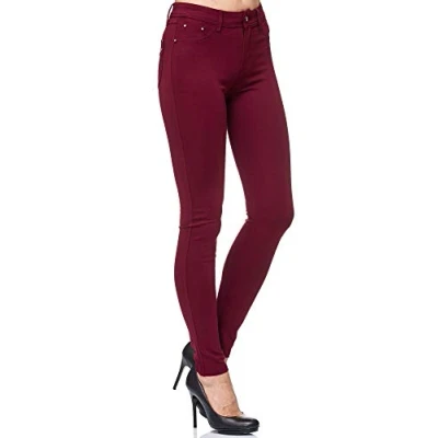 Abbildung von Elara Damen Stretch Hose Skinny Fit Jegging Chunkyrayan H23 Wine 54 (7XL)