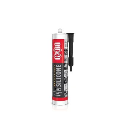 Abbildung von CX80 Hochtemperatur Silikon schwarz Dauerelastische Versiegelung Für Temperaturen von 65C bis +380 Bauwesen, KFZ und Industrie Beständig gegen Öle, Benzin Fette 310ml Kartusche