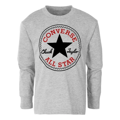 Abbildung von Converse Chuck Patch LONG Sleeve TEE Unisex Langarmshirt für Kinder, Größe: 128/132, Grey