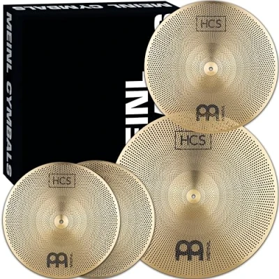 Abbildung von Meinl Cymbals Practice HCS Schlagzeug Beckenset (Video) mit Hihat, Crash und Ride geringer Lautstärke Messing traditionelles Finish (P HCS141620)