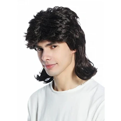 Abbildung von WIG ME UP CW 033 P2 Perücke Damen Herren Karneval Fasching Vokuhila Hardrock dunkelbraun Proll 80er
