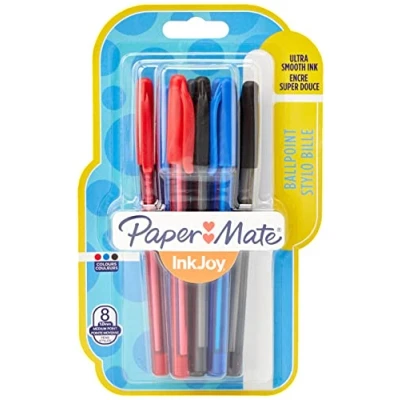 Abbildung von Papermate InkJoy 100 ST, Clip, Stick Kugelschreiber, Schwarz, Blau, Rot, 8 Stück(e), Medium