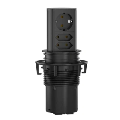 Abbildung von BACHMANN Elevator 1x CEE 7/7 2X Euro, schwarz, 2 m