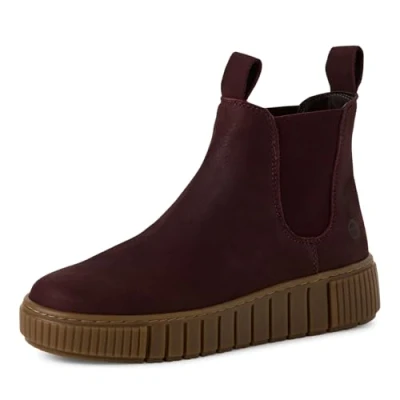 Abbildung von Tamaris Damen Bordeaux Burgunder Leder Chelsea Stiefeletten