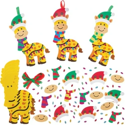 Abbildung von Baker Ross FN324 Giraffe Weihnachtsbaum Lichter Dekorationen 8er Pack, Weihnachtsbasteleien für Kinder, Weihnachtsdekorationen