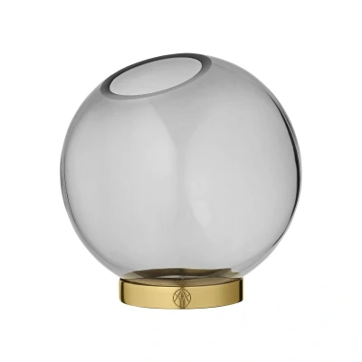 Abbildung von AYTM Vase Globe, Ø 17 cm, rauchgrau / gold, Glas, Edelstahl