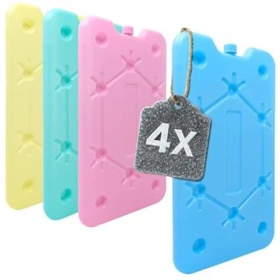Abbildung von com four® 4X Extra flaches Kühlakku Platzsparend und ideal für Kühlbox Kühltasche Großes Kühlelement (4 Stück mittel)