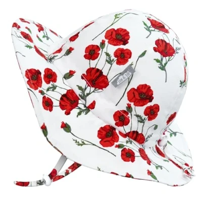 Abbildung von Jan &amp; Jul Atmungsaktiver Kinder Sonnenhut für Mädchen, Reine Baumwolle (L: 2 5 Jahre, Red Poppy)