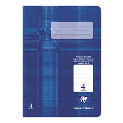 Abbildung von Clairefontaine 331504C Heft ideal für die Schule, DIN A5, 16 Blatt, 90g, Lineatur 4 liniert ohne Rand, Blau, 1 Stück
