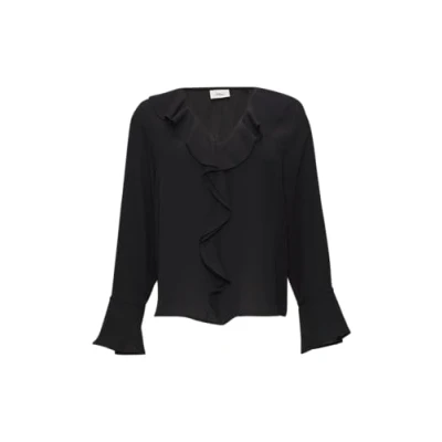 Abbildung von s.Oliver Black Label Volant MIT Vausschnitt Bluse, Damen, Größe: 34, Schwarz