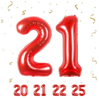Abbildung von 21 Geburtstag Deko zahlen luftballon jahre Folienballon Rot für 21. Geburtstagsdeko Männer Frauen Ballon Zahl zum fliegt mit Helium 21.Geburtstagsparty 40&quot; 101cm