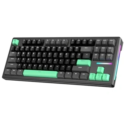 Abbildung von ATTACK SHARK Bluetooth 5.0/2.4G/Type C Kabelgebundene mechanische Gaming Tastatur 87 Tasten Hot Swappable Kompakte RGB Wireless Tastatur, mit Spiraltastaturkabel für PC Mac