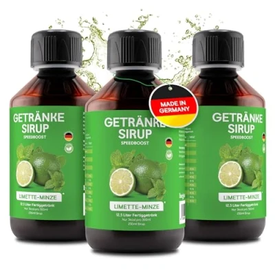Abbildung von hCGC® Immunsystem Sirup SpeedBoost 3x 250ml, Vegan Zuckerfreies Getränkekonzentrat für 12,5L Fertiggetränk Fruchtsirup Booster mit Vitaminen, Magnesium &amp; L Carnitin Limette Minze