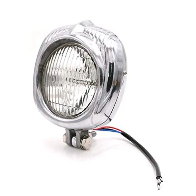 Abbildung von Retro Vintage Polieren Front Motorrad Scheinwerfer Lampe Cafe Racer Touring Roller Cruiser Choppers Benutzerdefinierte (klar)