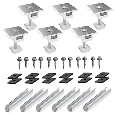 Abbildung von Solarmodul Halterung,Alu Befestigungssystem Trapezblech PV Befestigungsschiene, Solarpanel Halter flachdach,Photovoltaik Befestigungsschiene für Blechdach Flachdach Montage Dachmontage