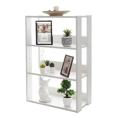 Abbildung von Iris Ohyama, Bücherregal, 3 stufiges Regal, 14 cm breite verstellbare Regale, Stabil, Industriell, Waschküche, Wohnzimmer, Eingangsbereich, Schlafzimmer, Büro Open Wood Rack OWR 600 Eiche weiß