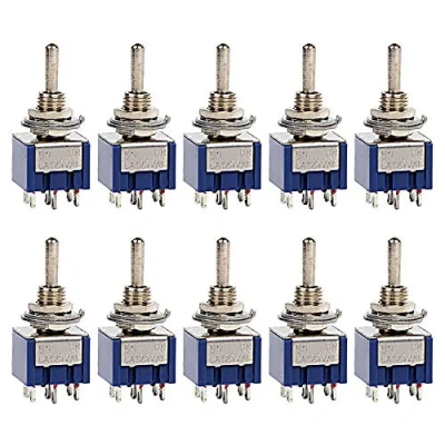Abbildung von ETOPARS 10 Stück Blau Mini Miniatur Kippschalter EIN 6A 125V / 3A 250V 6 Kontakte DPDT 2 Position Auto Armaturenbrett Wippschalter Lötanschluss