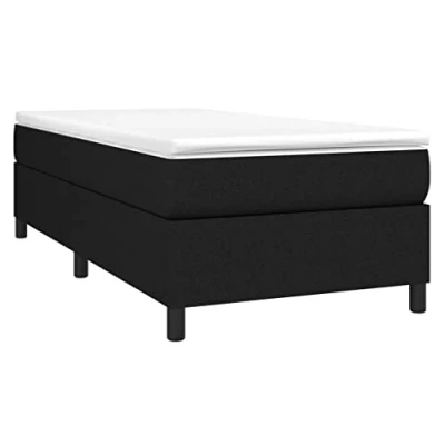 Abbildung von vidaXL Bettgestell, Polsterbett Bett für Schlafzimmer, Bettrahmen mit Lattenrost, Schlafzimmerbett Einzelbett, Schwarz 100x200cm Stoff