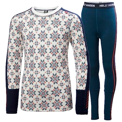 Abbildung von Helly Hansen Thermischeunterwäsche Juniors Graphic Lifa Merino Base Layer Set Navy 164/14
