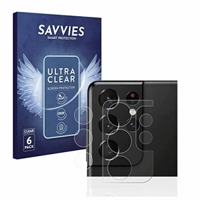 Abbildung von Savvies 6 Stück Schutzfolie für Samsung Galaxy S21 Ultra 5G (NUR Kameraschutz) Displayschutz Folie Transparent