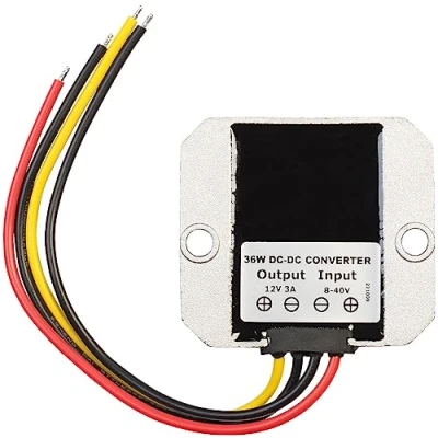 Abbildung von revolt DC Wandler: DC/DC Spannungswandler für 12/24 V zu 12 V, 3 A, IP67, offene Enden (Spannungswandler Step Down, Abwärtswandler Regler, Motorrad)