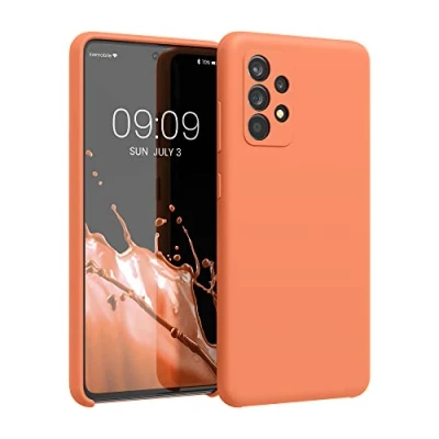 Abbildung von kwmobile Hülle kompatibel mit Samsung Galaxy A52 / 5G A52s Silikon Handy Case Handyhülle weiche Oberfläche kabelloses Laden Summer Orange