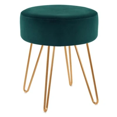 Abbildung von Duhome Hocker, Sitzhocker Rund Hocker Samt oder Stoff Lederoptik Schemel Metallbeine