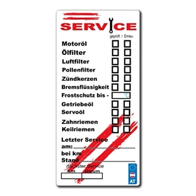 Abbildung von EMBROIDERY KING 108 x Service Aufkleber Inspektion oelwechsel frostschutz Austria Flag Sticker Auto Motorrad Pick Up 100 48 mm
