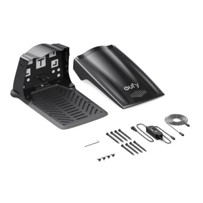 Abbildung von eufy Ladestation Kombination (inkl. Europa Adapter, Ladeständer, Sonnenblende, Schrauben, Verlängerungskabel, etc.) für Rasenmäher E15/E18