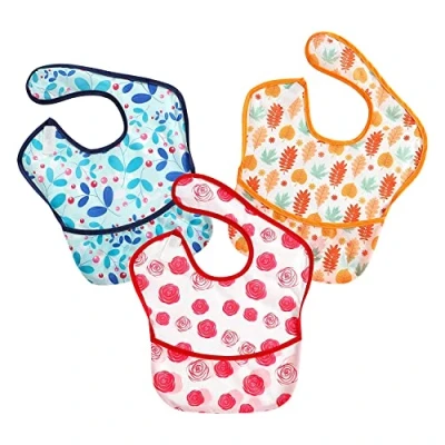 Abbildung von PandaEar 3er Superleichtes Baby Lätzchen Fütterungs Wasserdicht, EVA Kleinkind Fütterlätzchen mit Auffangschale Waschbar, Unisex Babylätzchen Flecköl und Geruchsresistent 5 36 Monate Mädchen