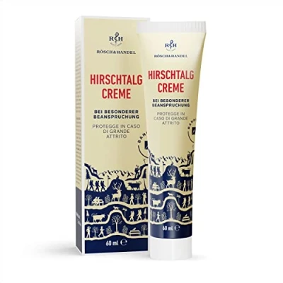 Abbildung von Hirschtalg Creme Rösch 60ml Traditionelle Hand und Fußcreme zur Vorbeugung von Blasen Hornhautbildung bei intensiver Beanspruchung