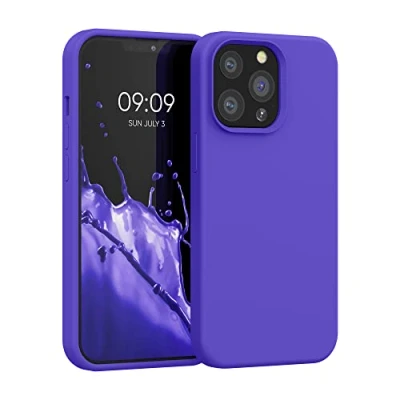 Abbildung von kwmobile Hülle kompatibel mit Apple iPhone 13 Pro Silikon Handy Case Handyhülle weiche Oberfläche kabelloses Laden Blauviolett