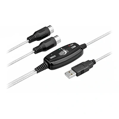 Abbildung von Bolwins B60S Midi Kabel USB Interface Konverter 5 polig, 2m für Musik Keyboard, PC und Laptop Instrumentenkabel Musikstudio