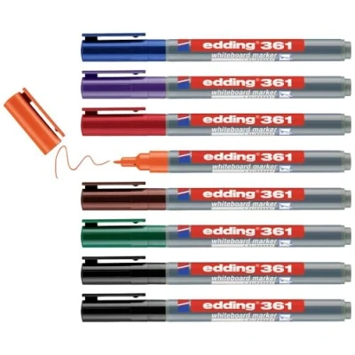 Abbildung von edding 361 Whiteboardmarker Set bunte Farben 8 Whiteboard Stifte Rundspitze 1 mm Boardmarker abwischbar für Whiteboard, Flipchart, Magnettafel, Memoboard Sketchnotes nachfüllbar