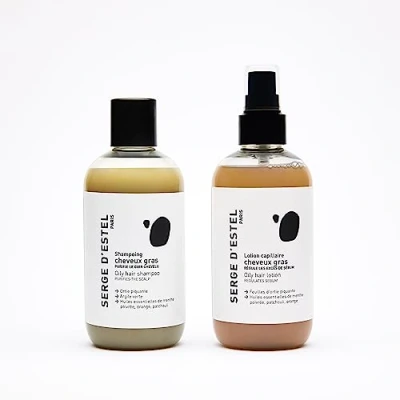 Abbildung von SERGE D&#039;ESTEL PARIS Sulfatfreies Shampoo und Spray für fettiges Haar Vegane Formel mit grüner Tonerde, die das Volumen reinigt überschüssigen Talg der Kopfhaut reguliert, 450 ml