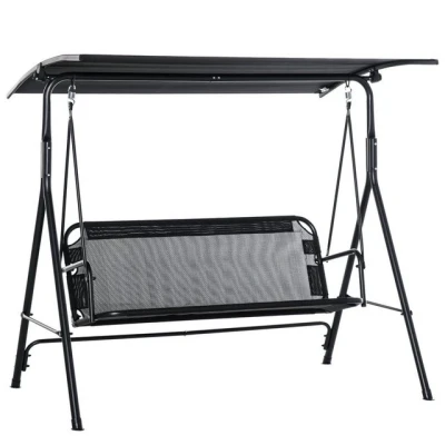 Abbildung von 3 Sitzer Hollywoodschaukel Schaukelstuhl Outdoor Gartenliege Schwarz