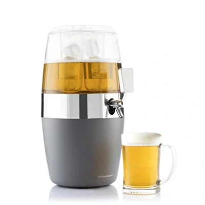 Abbildung von InnovaGoods® Bierspender 4L Getränkespender Bier Ball mit Kühlmittel grau 22x41,7x26,5cm