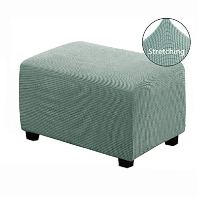 Abbildung von WINS Ottoman Bezug für rechteckige Fußstütze, dehnbar, Ottoman, Sofa, Sitzsack, rechteckig, Bohnengrün