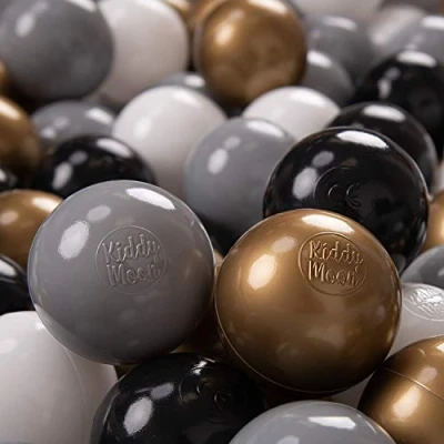 Abbildung von KiddyMoon 700 ∅ 7Cm Kinder Bälle Spielbälle Für Bällebad Baby Plastikbälle Made In EU, Weiß/Grau/Schwarz/Golden